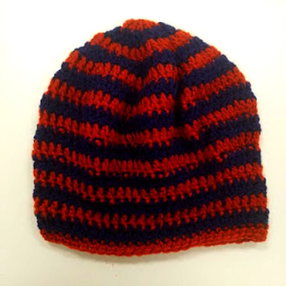 Virgo Sapphire Beanie Hat 2, Sapphire Birthstone Blue & Rust Autumn Brown Beanie - Picture 1 of 4